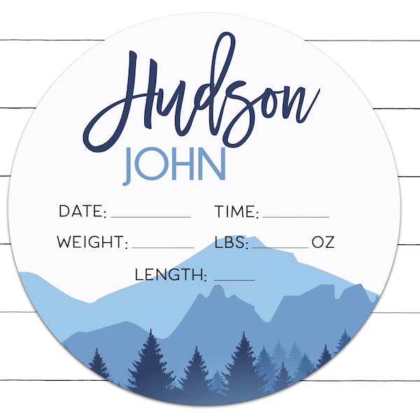 Baby Birth Stat Plaque | Personalized Birth Announcement Sign | Printed | Newborn Statistics | Baby Shower | Birth Stat for Boy | Mountain