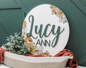 Wood Nursery Name Sign, Kids Room Decor, Wooden Name Sign, Personalized Wall Art, Boho Nursery Decor, Floral Wall Art, Floral Name Sign