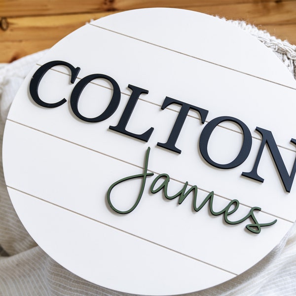 Shiplap Round Nursery Name Sign, Baby Shower Gift, Personalized Gift Idea, Shiplap Wall Decor, Name Sign for Kids Room, Nursery Wall Art