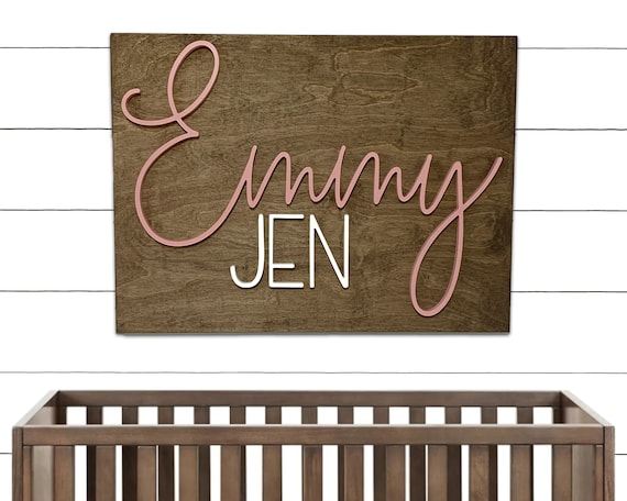 Rectangle Nursery Name Sign 18 36 Inch Baby Shower Nursery Etsy