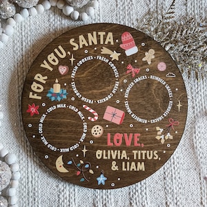 Santa Cookie Tray, Personalized Christmas Cookie Tray for Santa, Milk and Cookie Tray, Treats for Santa Board, Kids Christmas Tradition