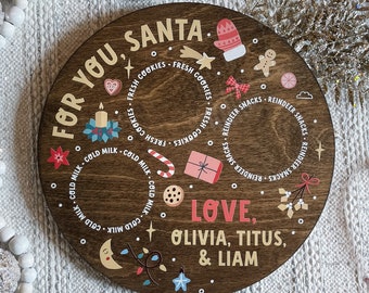 Santa Cookie Tray, Personalized Christmas Cookie Tray for Santa, Milk and Cookie Tray, Treats for Santa Board, Kids Christmas Tradition