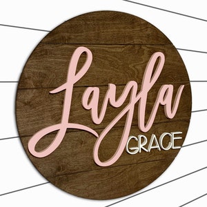 Shiplap Round Nursery Name Sign, 18-36 Inch, Baby Shower, Nursery Decor Round plaque, Wooden Sign, 3D Crib Sign, Custom Name Cutout, Rustic