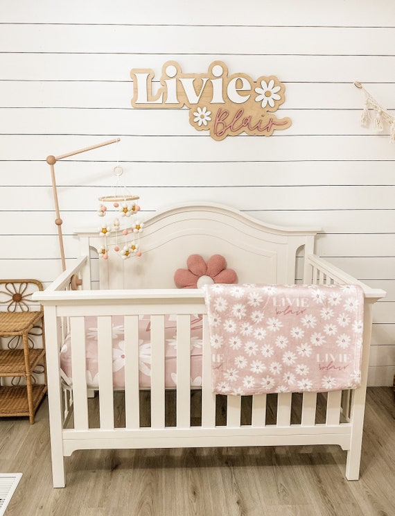 Outline Name Sign, Custom Girl Name Sign, Boho Nursery, Daisy