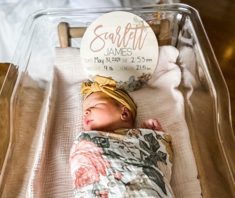 Baby Birth Stat Sign | Personalized Birth Announcement | Printed Newborn Birth Stat | Newborn Keepsake | Name Announcement | Hospital Sign image 1