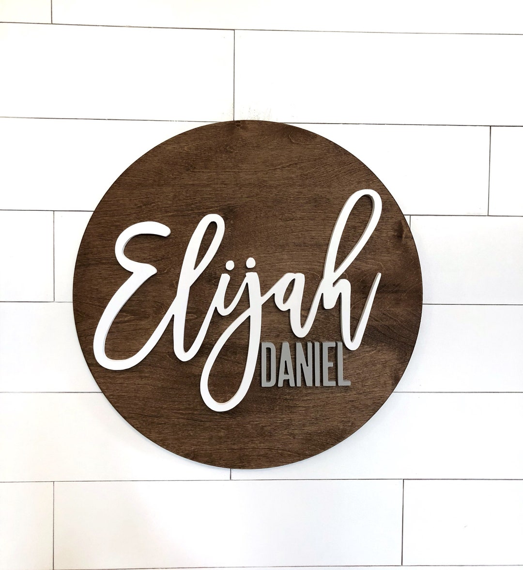 Nursery Wood Name Sign, Round Plaque, Large Sign, Crib Sign