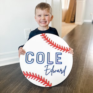 Customized Baby Name Sign, Baby Shower, Personalized Wooden Sign, 3D Crib sign, Name Sign for Boy, Baseball Nursery Decor, Sports Nursery