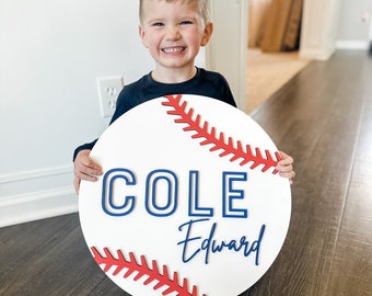 Customized Baby Name Sign, Baby Shower, Personalized Wooden Sign, 3D Crib sign, Name Sign for Boy, Baseball Nursery Decor, Sports Nursery