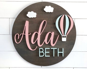 Custom Name Sign | Round Sign | Baby Name Sign | Nursery Room Decor | Wood Sign | Nursery Wall Art | Baby Shower Gift | Wood Name Board