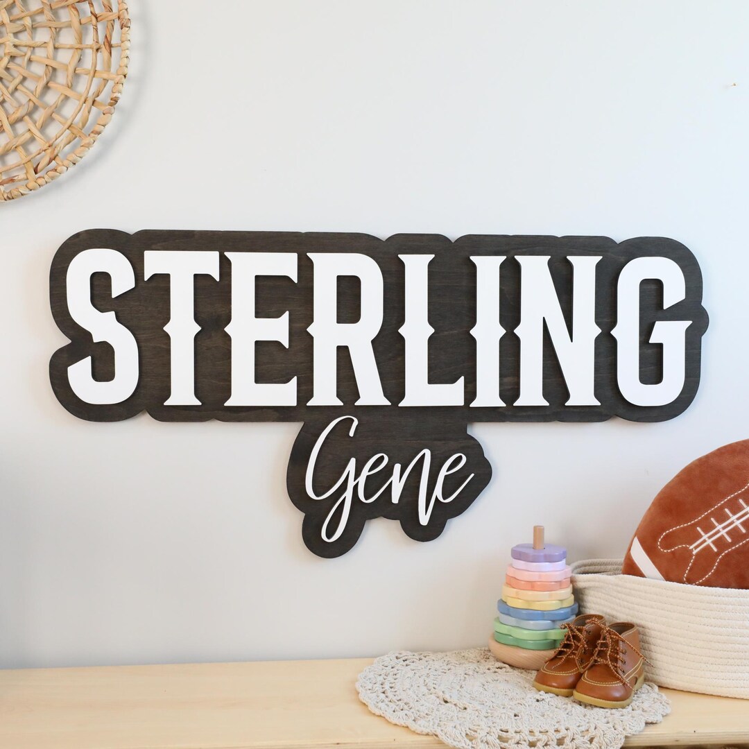 Boy Nursery Name Sign, Baby Boy Name Sign, Sports Nursery Decor ...