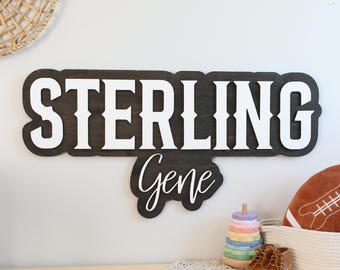 Boy Nursery Name Sign, Baby Boy Name Sign, Sports Nursery Decor, Personalized Baby Boy Gift, Custom Wood Name Sign, Baby Shower