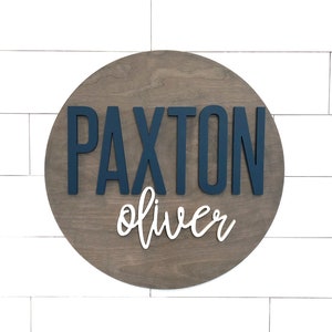 12-36 Inch 3D Nursery Sign | Nursery Wall decor | Round Wood Sign | Personalized Name Sign | Baby Decor | Grey Tone Nursery Decor | Shower