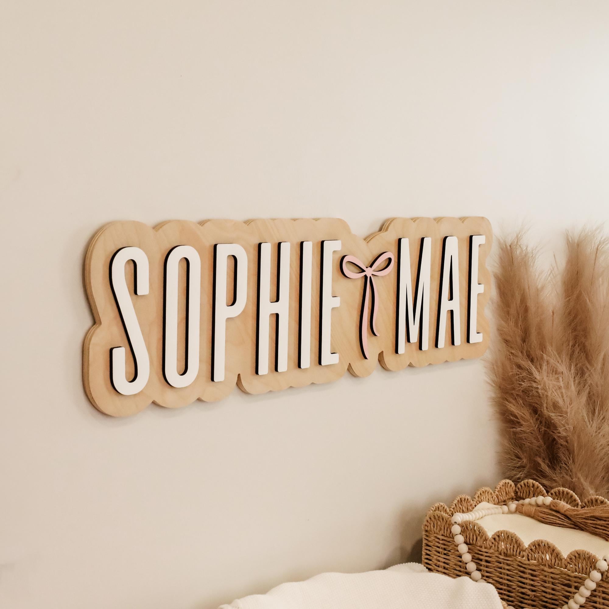 Personalized Baby Name Sign, Name Sign for Girl, Kids Name Sign with Bow, Custom Girl Name Sign, Bow Wall Art, Coquette Bow Nursery Decor
