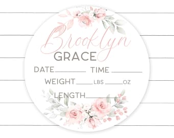 Baby Birth Stat Plaque | Personalized Birth Announcement Sign | Printed Newborn Stat | Name announcement | Birth Stat for Girl | Flower Baby