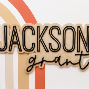Layered Name Sign, Wooden Name Sign, Custom Nursery Decor, Outline Name, Nursery Wall Art, Cut Out Sign, Custom Name Sign