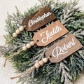Personalized Wooden Stocking Tag, Stocking Name Tags, Farmhouse Name Tags For Christmas Stocking, Gift Tags, Stocking Tag, Christmas Mantle