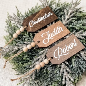 Personalized Wooden Stocking Tag, Stocking Name Tags, Farmhouse Name Tags For Christmas Stocking, Gift Tags, Stocking Tag, Christmas Mantle