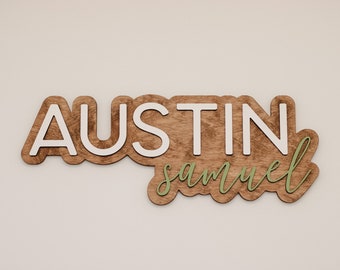 Custom Stacked Baby Name Sign, Large Wood Name Sign, Newborn Wooden Name Sign, Unique Baby Shower Gift, Boy Name Sign, Kids Wood Name Plaque