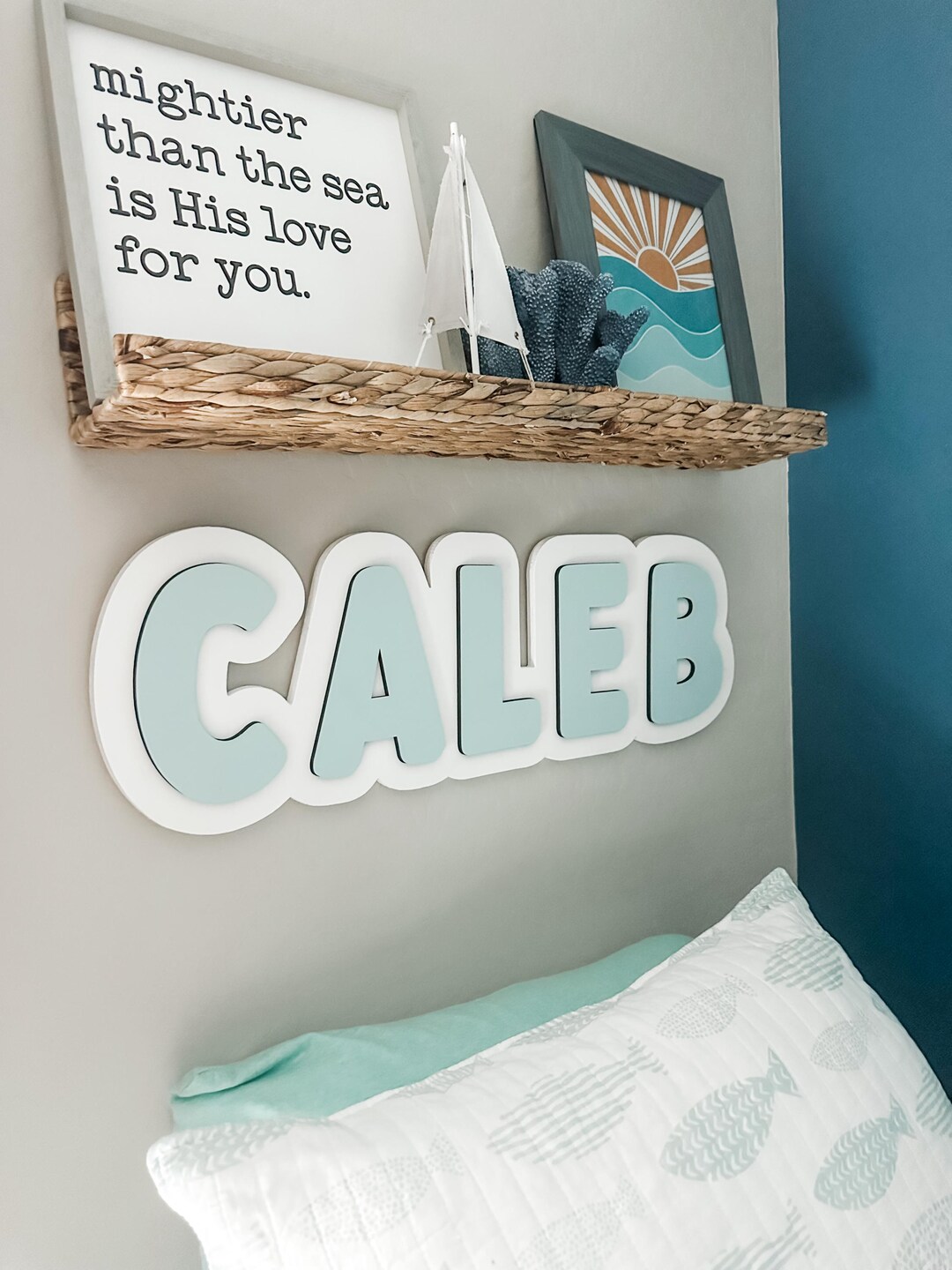 Custom Wooden Name Sign, Boy Nursery Name Sign, Nursery Wall Art