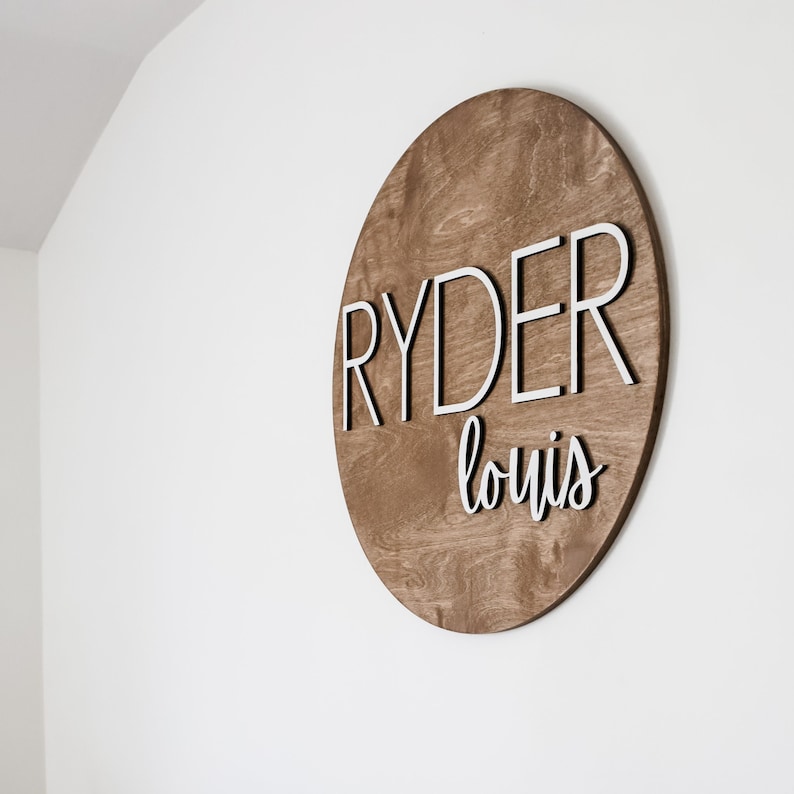 Ryder Lettering Large Wood Name Sign, Round Wood Name Sign, Classic Nursery Decor ...