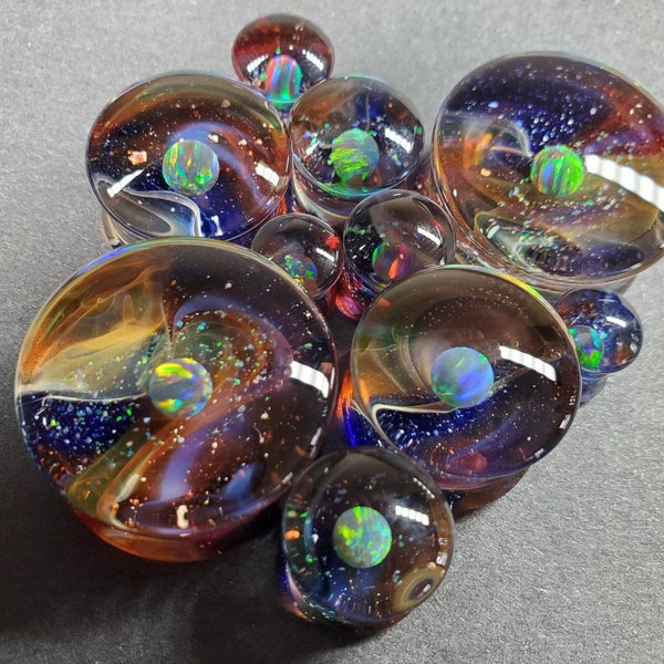 Spacey Nebula Glass Plugs, 1 Pair, Double Flare