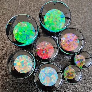 Coin Opal Guages/Plugs, 1 pair, Double Flare