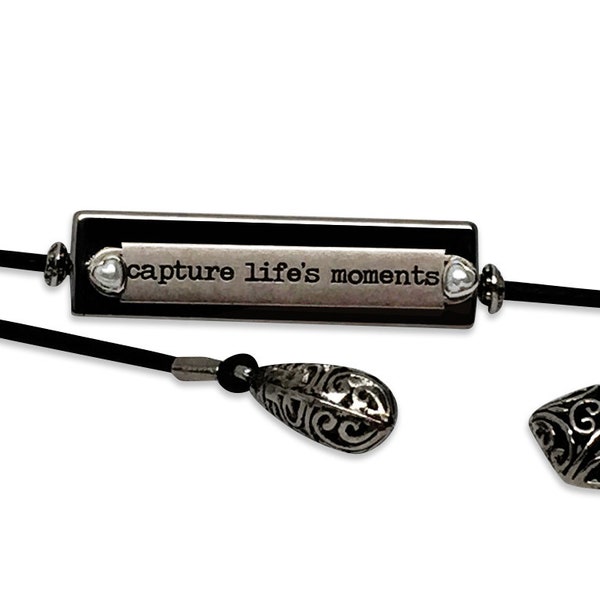 Capture Life’s Moments Leather Handmade Hair Tie can also be worn as a headband, necklace and bracelet.  What a deal!  Don’t pass it up.