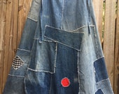 Vintage 70 s patched wrap denim skirt