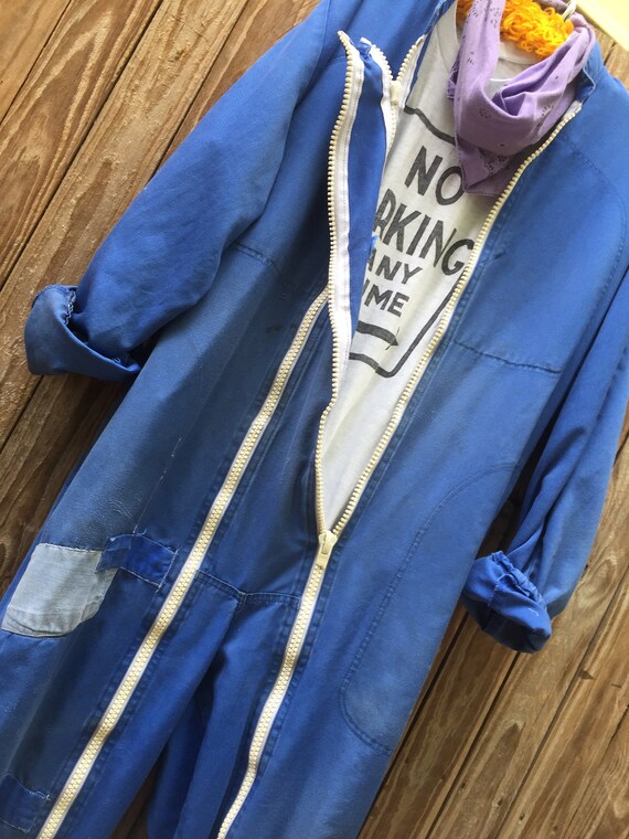 Vintage 70’s distressed workwear overall jumpsuit