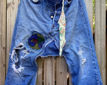 Vintage 80’s Levi’s distressed drop crotch jeans..