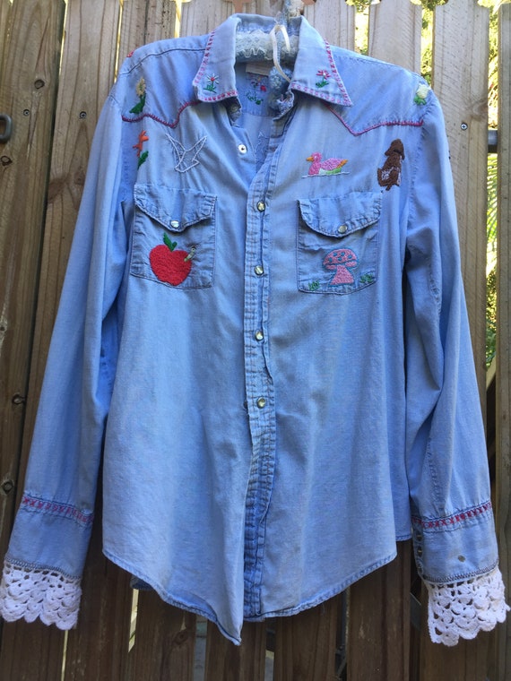 Vintage 70’s denim patched shirt