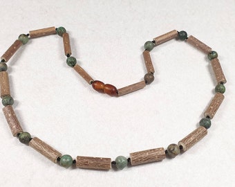Hazelwood and natural african turquoise necklace, all sizes available