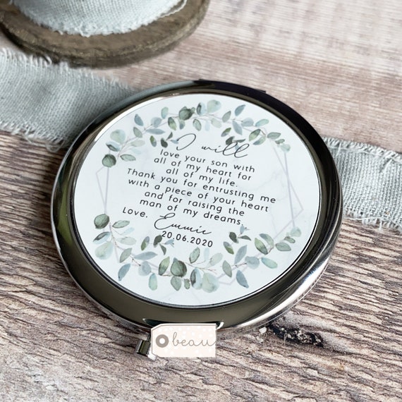 Personalised Mother of the Bride Compact Mirror Wedding Favour Thank You Gift 