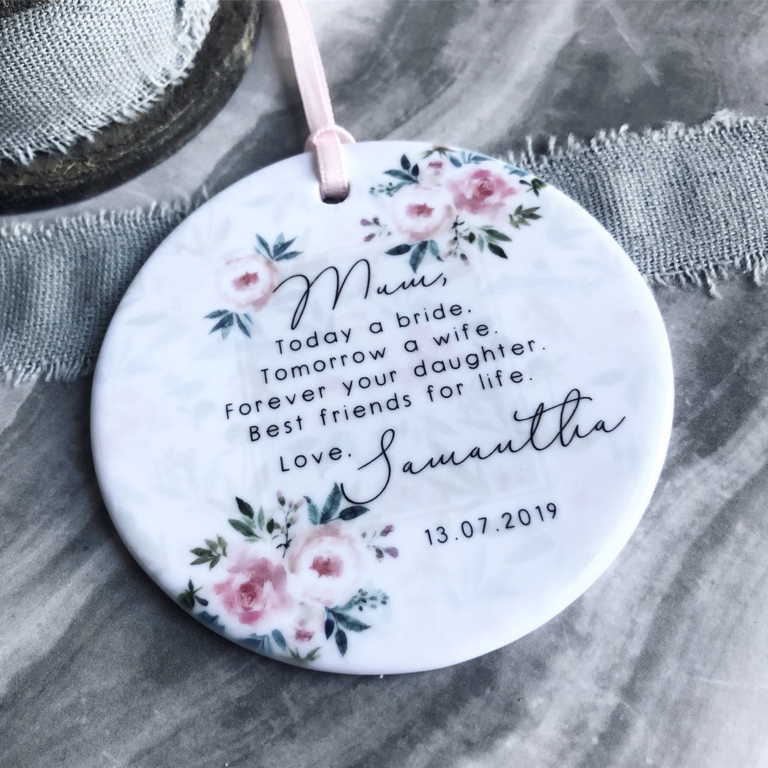 Personalised Mother Father of Bride Today a Bride Quote Floral Peony
