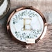 Personalised Initial and Name Geometric Greenery Round Rose Gold Compact Mirror Wedding Bridesmaid Gift