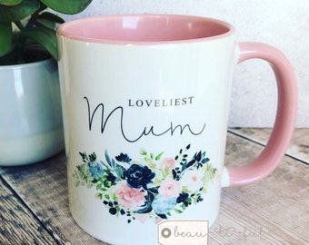Loveliest.......  Mum Nanna Grandma Blue Floral Design Home Quote ceramic Mug Mother’s Day