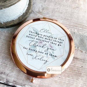 Personalised There are people in this world Thank you Friend Quote Floral Greenery Rose Gold Compact Mirror Wedding Gift