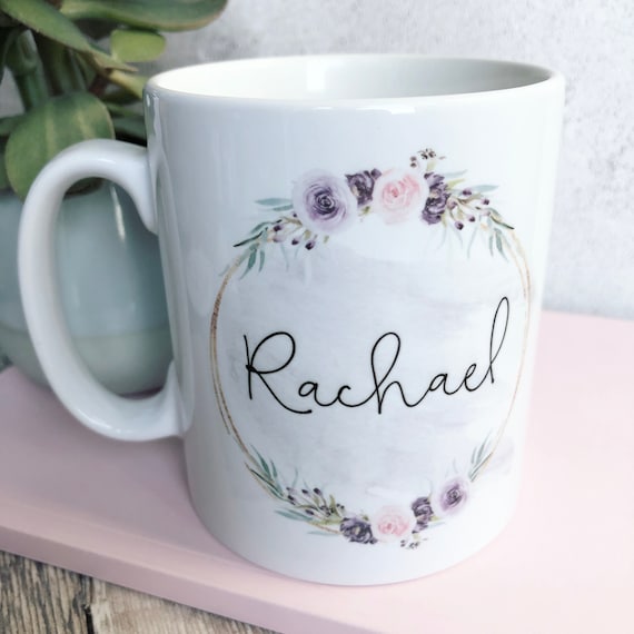 Details about / Personalised Watercolour Floral Bouquet Mug Custom Name Coffee Tea Hot Chocolate