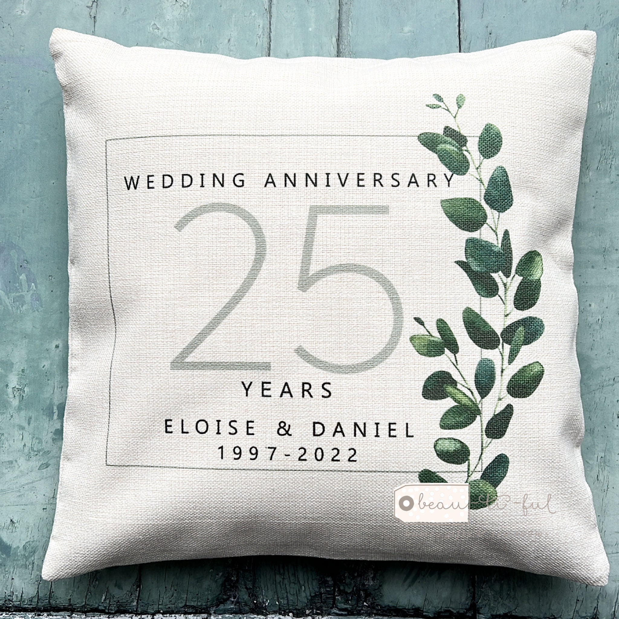 Copricuscino Ricamato Mr & Mrs 30x50 Cm – Cotone Naturale Con Ricamo Bianco, Per Matrimonio E Anniversario - 5