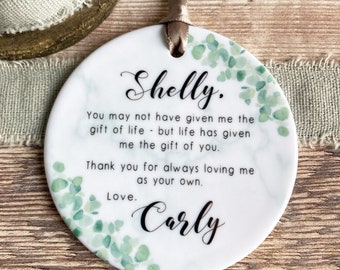 Personalised Step Mother Mum Mom Dad Father Special Person of Bride Thank you Quote Greenery Ceramic Decoration Ornament Wedding Keepsake
