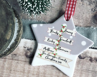 Personalised Family Christmas gift Signpost ....Ceramic or Acrylic Star... Christmas Gift - Tree Decoration - Ornament