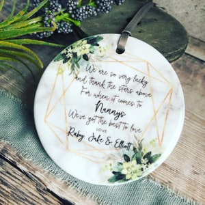 Personalised I Am so Very Lucky Botanical Foliage Ceramic Round Decoration Ornament Keepsake Mother’s Day