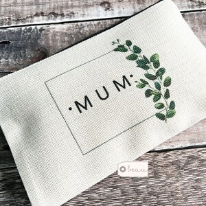 Personalised Name.. Eucalyptus Greenery Design Linen Style Make up Bag Mirror Mug Birthday Gift for Mum Friend Sister
