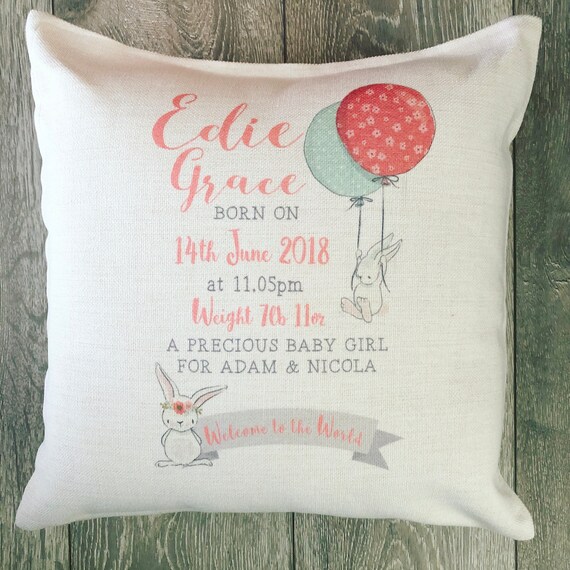 personalised baby girl cushion