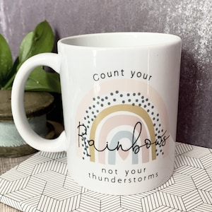 Personalised Count your rainbows ... pastel rainbow Quote Mug - Coffee Mug - Gift Mug  - Cup