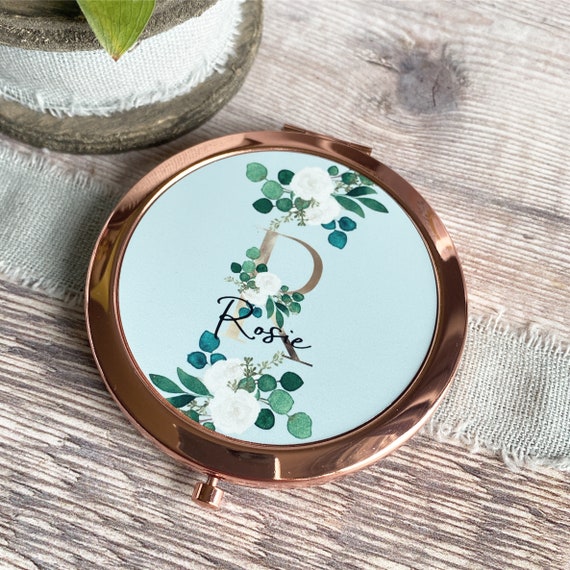 Specchio Da Trucco Con Fiore Per Damigella E Fioraia – Regalo Proposta Matrimonio, Inciso, Doppio Lato (normale E Ingrandito)