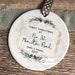 Personalised First Christmas at Address New Home Marble Style Botanical Ceramic Round Decoration Ornament Keepsake Housewarming 