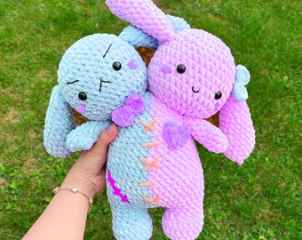 Crochet Pattern - Two Headed Plushie, bunny, bear, halloween, kawaii, cute, handmade, soft toy