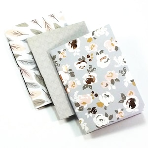 Soft Gray Floral Travelers Notebook Insert Set in Passport, B7, Pocket, A6, Personal, Weeks, B6 Slim, Standard, B6, Cahier and A5 Size