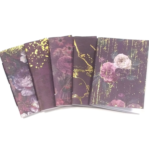 Plum Floral Travelers Notebook Insert Set in Passport, B7, Pocket, A6, Personal, Weeks, B6 Slim, Standard, B6, Cahier or A5 Size